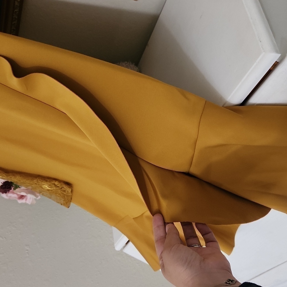 ASOS Delicate Lace & Scuba Ruffle Shift Mini Dress Fall Party Wedding Guest Glam - Picture 9 of 14